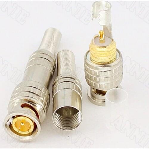 10pcs/lot 75 Gold Plated Monitering American Video Wired Socket Welding BNC Q9 Connector (Copper Needle)