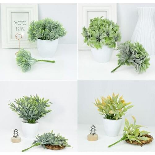 4Bunch Mini Green Leaf Plant Artificial Fake Plant Simulation Fern Grass Mint Leaf DIY Home Garden Party Wreath Scrapbook Decor