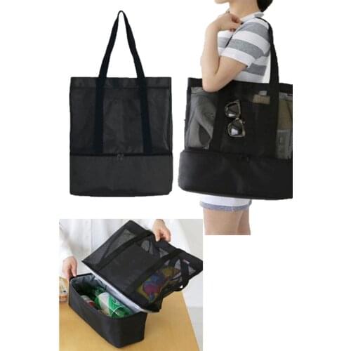 45 liter Black Cold Hot Holder Aluminum Compartment Ice Cube Tray Camping Picnic Bag Beach Bag