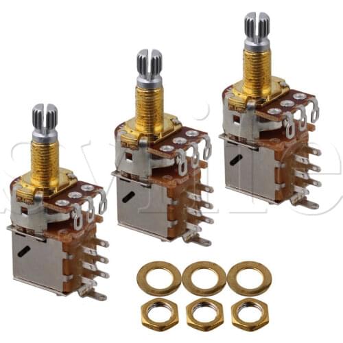 A500k 18mm Gold Plated Shaft Push Pull Potentiometer For Guitar Control Pack of 3