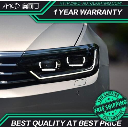AKD tuning cars Headlight For VW Passat B8 Eur Verson Headlights LED DRL Running lights Bi-Xenon Beam Fog lights angel eyes Auto