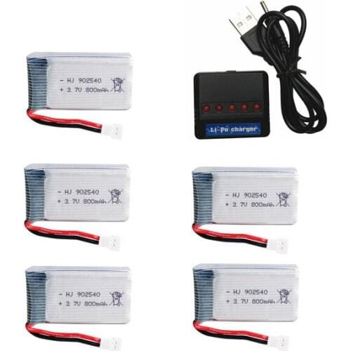 3.7V 800mAh 25c Lipo Battery and 5in1 Charger for Syma X5 X5C X5SC X5SW TK M68 CX-30 K60 905 V931 RC Quadcopter Drone Spare Part
