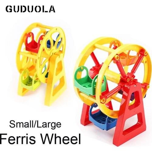 GUDUOLA Big Bricks Ferris wheel Amusement Park Accessory City Playground Brick Playmobil Toys Building Block For Children
