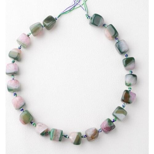 2 strands/lot 16mm Natural Green stripe Irregular shape Agate stone beads For DIY Bracelet Necklace Jewelry Making Strand 15"