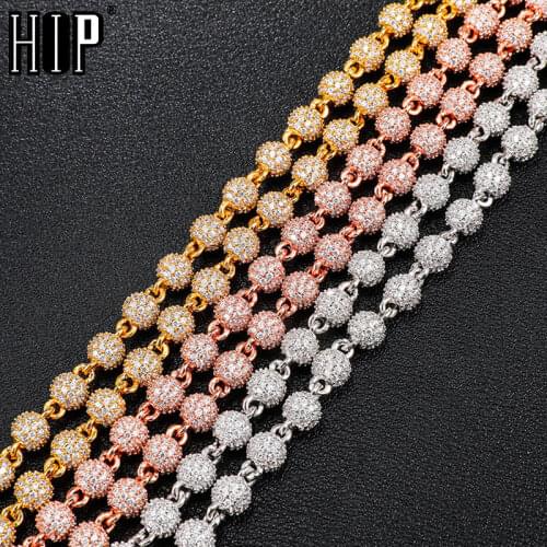 Hip Hop 6MM Bling Iced Out Round AAA+ CZ Stones Cubic Zirconia Ball Chains Necklaces For Men Women Chokers Jewelry