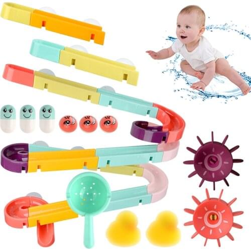 DIY Baby Bath Toys Assembling Track Slide Suction Cup Orbits Bathroom Bathtub Shower Toy Duck Water Toys For Children Boys Girls