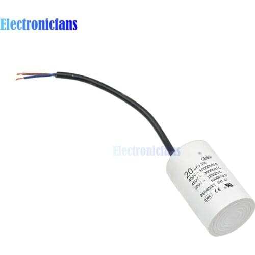 Diymore 20UF CB660 Polypropylene Film Capacitor 400 -500V AC 50/60Hz 20μF ±5% AC Motor Run for Motor Pump Generator with Wire