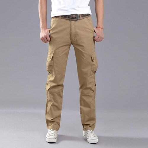 Men Trousers Overalls Zipper Pocket Pants Military Tactical pants men Multi-pocket washed overalls men loose cotton pants male