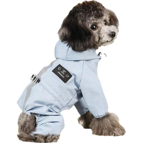Pet Dog Cat Raincoat Waterproof Medium and Small Rainproof Breathable Reflective Four-legged Dog Clothes Puppy Waterproof Jacket