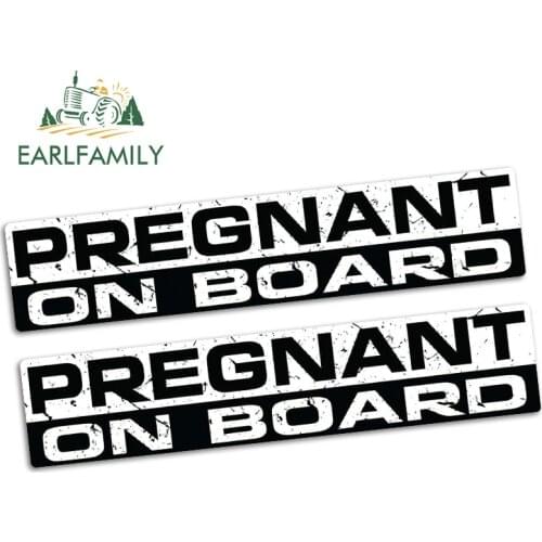 EARLFAMILY 15cm x 3.2cm PREAGNANT ON BOARD Funny Bumper Lady Sticker Vinyl JDM Car Truck Offroad Decal Car Stickers 2pcs