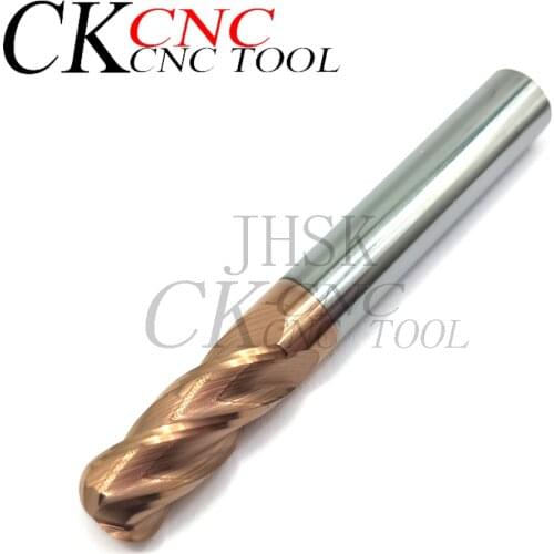 Milling Cutter Alloy Coating Tungsten Steel Tool 60L R3 HRC60 Lengthening 8mm 4 Flunte Ball Nose Endmills Milling Cutter Endmill