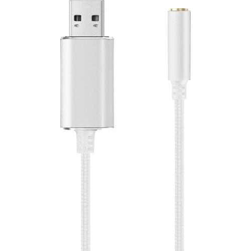 Y1AE 2 in1 USB to 3.5mm Cable 7.9/39.4in for Headphone Earphone Mic Phone Computer External Sound Card Connection Wire
