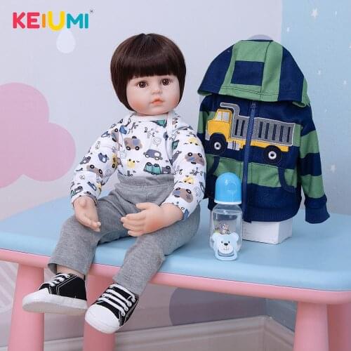 KEIUMI Handsome 60 CM Reborn Baby Doll Toy Cloth Body Lifelike Newborn Babies Doll Birthday Gift Bedtime Early Education