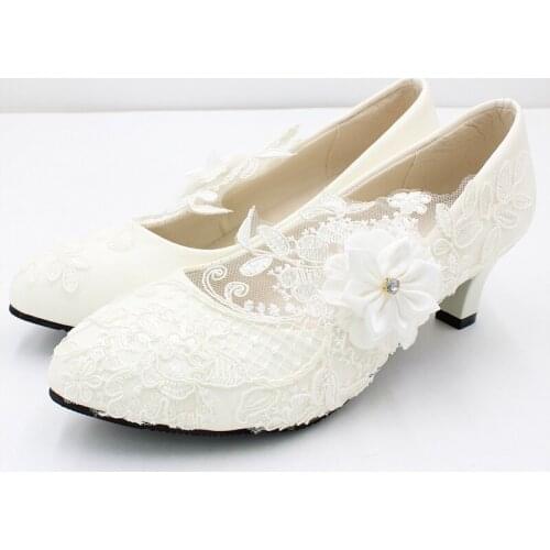 Lace wedding shoes 2020 new womens high heels wedding banquet womens shoes White bridal shoes large size wedding shoesBH20626