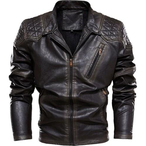 Fashion Cool Men Shearling Jackets Zipper Stand Genuine Leather Coat Jacket Men Ultra High Quality European Size Biker Jacket