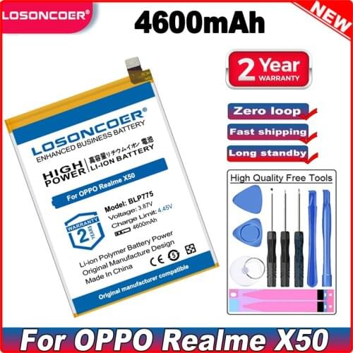 LOSONCOER BLP775 4600mAh Battery For OPPO Realme X50 Mobile Phone Battery