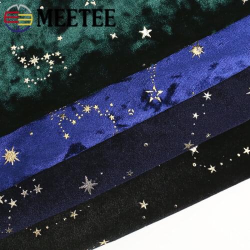 Meetee 50/100X145cm Polyester Spandex Velour Fabric Bronzing Tricot Fabric DIY Dress Elastic Velvet Cloth Sewing Accessories