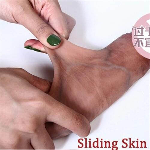 Soft Realistic Dildo Sliding Foreskin Females Masturbation Tools Penis Fake Dick Lesbian Adult Erotic Anal Dildo Sex Toy For Men