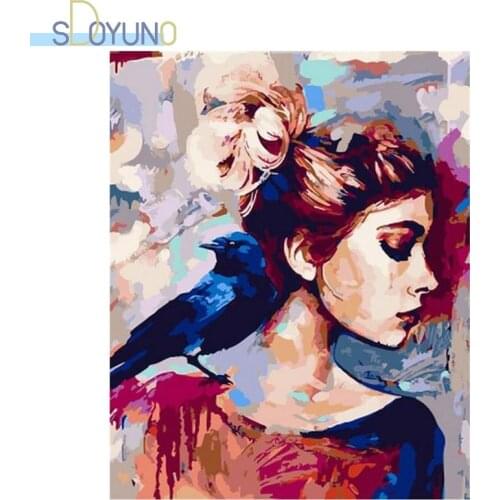 SDOYUNO 60x75cm Paint By Numbers Kits Figures DIY Painting By Numbers On Canvas Girl Frameless Handpaint Digital Pictures By Num