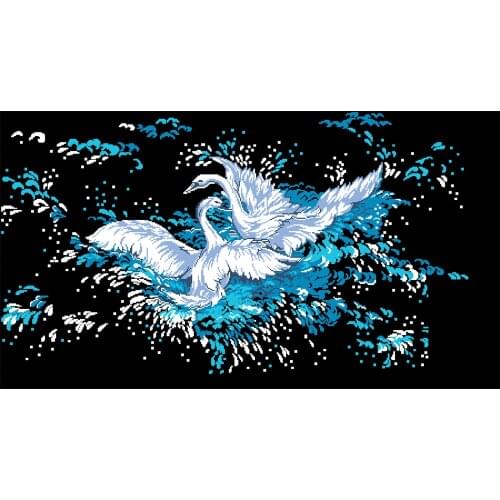 DIY Bead Embroidery Swan With Color Printed Pattern Cross Embroidery Kit Stitch Keychain Animal Beads Cross stitch 46.9"X 26.8"