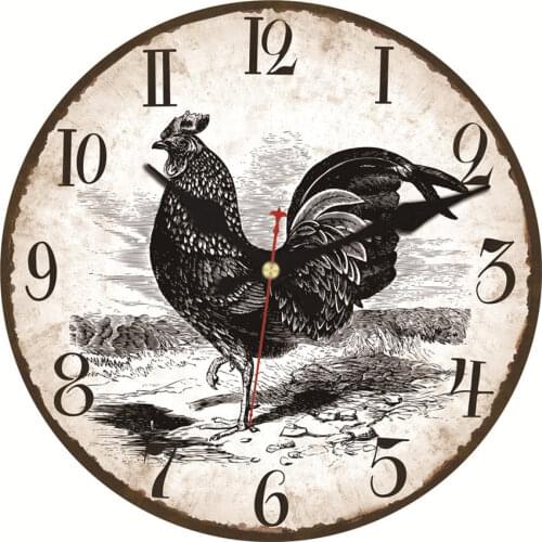 WONZOM Abstract Chicken Wall Clock,Silent Decorative Wooden Cardboard Wall Clocks For Living Room, Wall Clock For Arabic Numbers