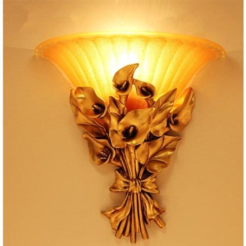 European Flower Series Wall Lamps Living Room Bedroom Sconce Wall Lights Staircase Corridor Aisle TV Background Mirror Lights