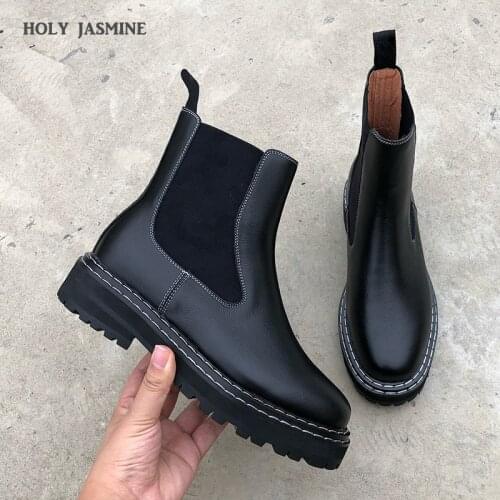 2020 New Martin Boots Women British Style 2020 New Autumn Retro Wild Thick-soled Increased Chelsea Motorcycle Boots Women Shoes