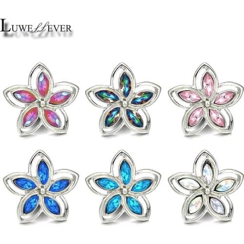 New Component w483 Flower Crystal 18mm Metal Snap Button For Bracelet Necklace Interchangeable Jewelry Accessorie Findings