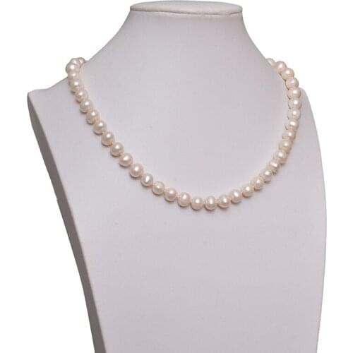 Wholesale 8-9mm Freshwater White Pearls Making Diy Handmade Necklace 18inch Gem Fit Mother Wife Birthday Gifts H598