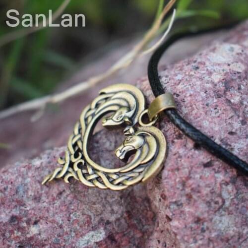 Original Celtic Necklace For Horse Lovers Heart-Shaped Horse Celtic Art Horse Necklace Heart Equestrian SanLan Jewelry