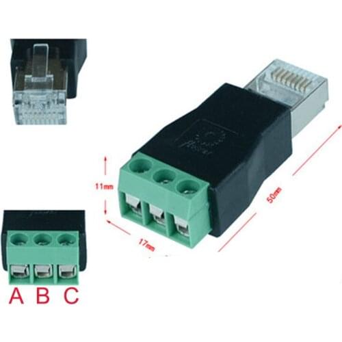RJ45 male to 3Pins Screw Terminal Adaptor RJ45 to 485, RS232 to RS458