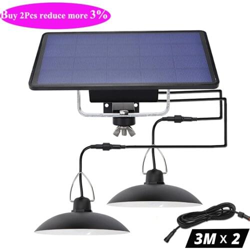 Double Head Solar Pendant Light Outdoor Indoor Solar Lamp With Line Warm White/White Lighting Barn Farm Garden Yard Patio