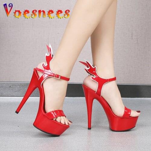 Women Sexy Show Sandals 15 17CM High Heels Sexy Platform Flame Shoes Girls Shoes for Party Club Women Shoes Big Size Drop Sale