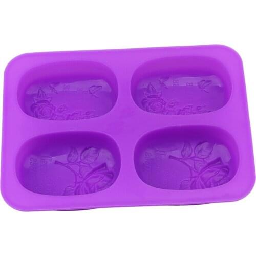4 Holes Silicone Soap Mold Rose Butterfly Shaped Sugarcraft Fondant Soap Mold 3D Flower Mold For Homemade Soap 993836