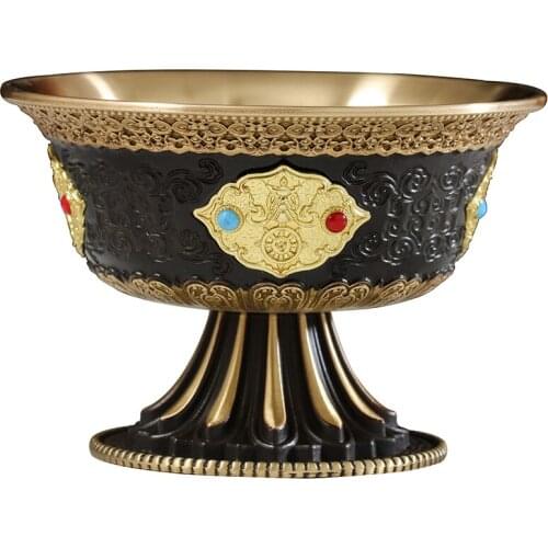 Tibetan Water Supply Cup With Pure Copper Decals for The Buddhas Feet