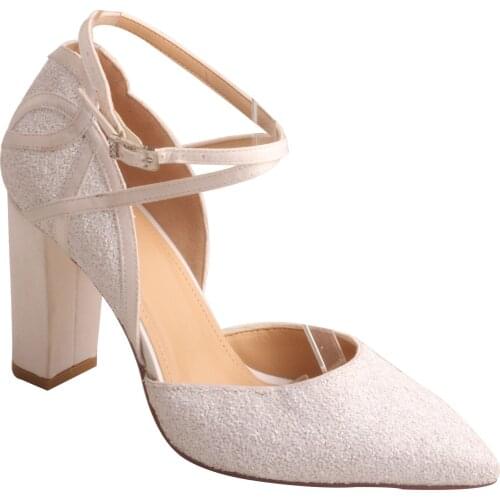 8CM Butterfly Block Heel 3inch Bride Wedding Block Heel Shoes Glitter