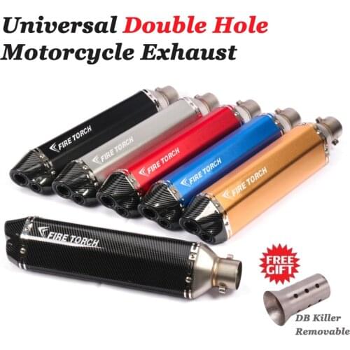 Universal Motorcycle 51mm Exhaust Pipe Escape Silencer Modified Double Hole Muffler DB Killer For R15 CB300R Ninja 250 TMAX 530