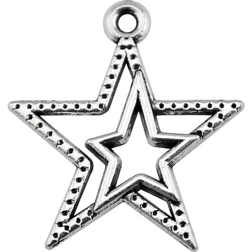 WYSIWYG 20pcs 23x20mm 2 Colors Antique Silver Color Antique Bronze Plated Star Pendants Star Charms Pendants