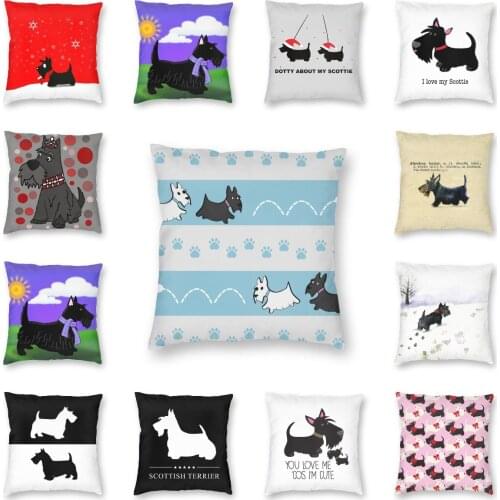 Vibrant Scottie Dog Paw Print Square Throw Pillow Case Home Decor Two Side Printed Scottish Terrier Dog Cushion Cover For Sofa
