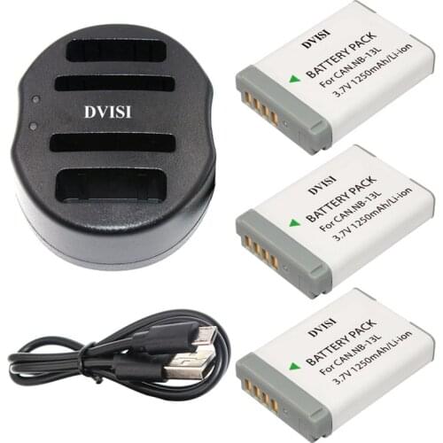 3pcs NB-13L NB 13L NB13L Battery with USB Dual Charger for Canon PowerShot G5 X G5X G7 X G7X G9 X G9X. Digital Camera Battery