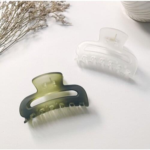 Elegant Women Large Hair Claws Crab Hair Clips Rectangle Acrylic Resin Acetate Solid Color Geometric Hairpins Hair Accessories