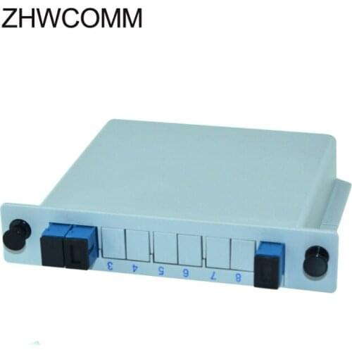 ZHWCOMM 10pcs SC UPC PLC 1X2 FTTH Insertion type Fiber Optic Splitter Optical Coupler SC cassette-type 1X2 gpon optical splitter