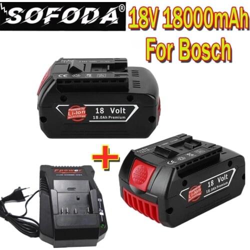 100%Original18V 18.0Ah rechargeable lithium ion battery for Bosch 18V 18.0A backup battery portable replacement BAT609+Charger