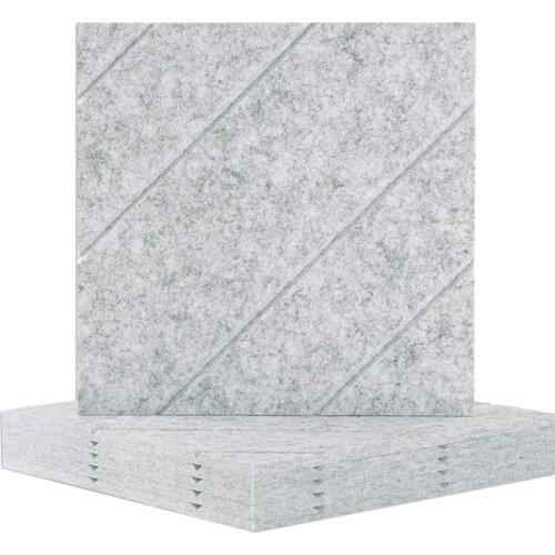 12Pcs Acoustic Panels 3D Line Carving Sound Proof Padding Decorative Wall Tile for Acoustic Treatment