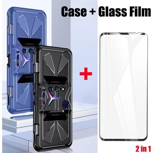 2 in 1 Protective TPU Cases + Glass Screen Protector Film For Lenovo Legion Phone Duel 2 Case For Lenovo Legion 2 Pro 5G Cover
