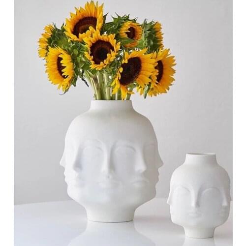 2020 Delicate Vase Creative Design Flower Pot Nordic Style Ceramic Ornaments for Table Flower Face Aromatherapy Candle Cup