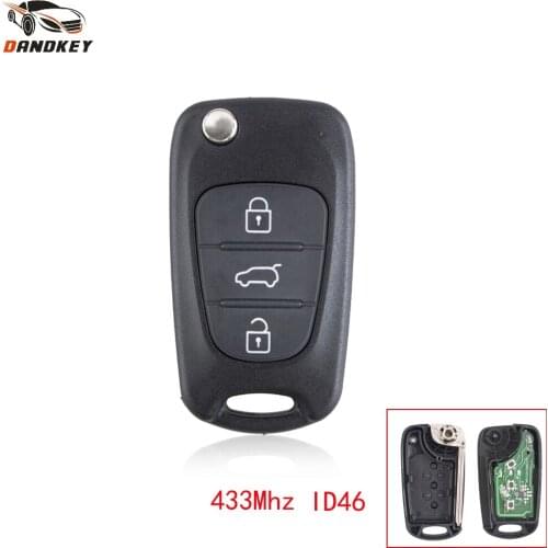 Dandkey 3 Button Fob For Hyundai 10 I20 I30 I40 I45 IX20 IX35 433MHz With ID46 Chip Intelligent Folding Remote Key key shell