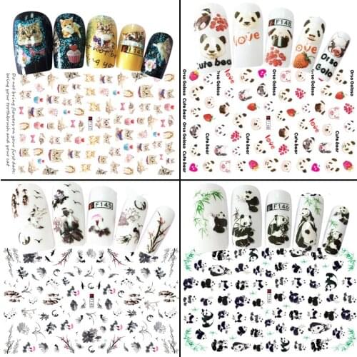 3D Stickers for Nails Cute Cat Panda Nail Sticker Adhesive Fish Love Art Decals Slider Design Letter Manicure Tips Foil Wraps