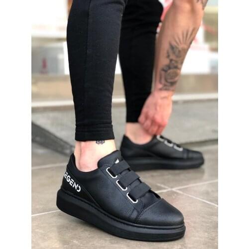 BA0029 3 Tape Legend Black Thick Sole Casual Men Shoes