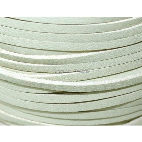 Free Ship 100 Meters 10mm White Color Flat ONE SIDE Leather Flat Faux Suede Leather Cord